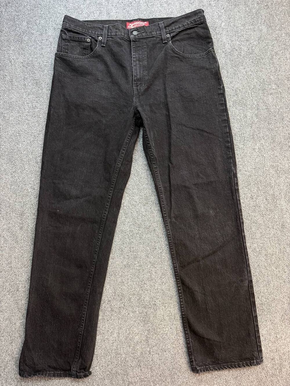 Arizona Jean Co Men's 36x32 Black Flex Denim Relaxed Straight Jeans